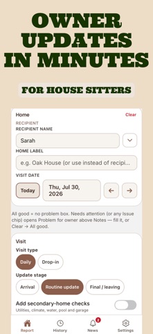House Sitter Report iPhone screenshot