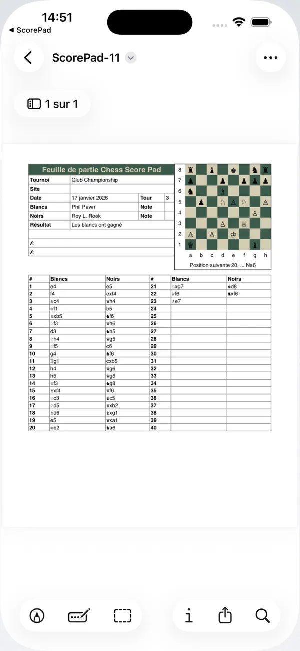 Screenshot #3 pour Chess Score Pad