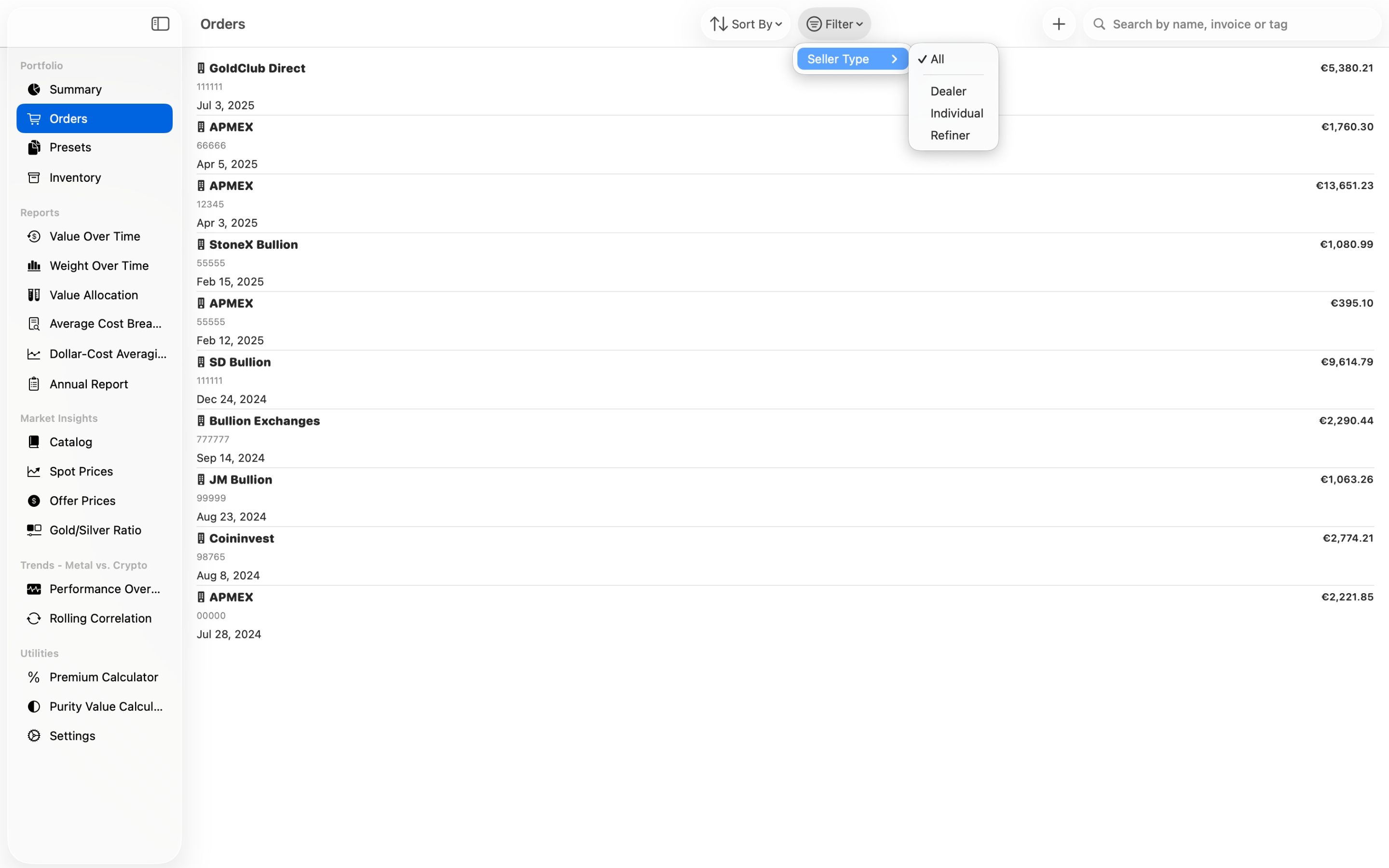 Precious Metals Manager screenshot 23