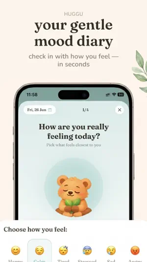Huggu: Self-Love & Mood Diary screenshot 1