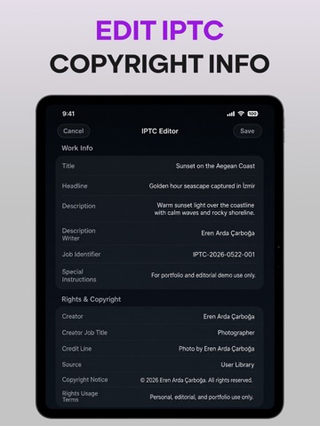 EXIF Metadata Editor & Viewer iPad screenshot