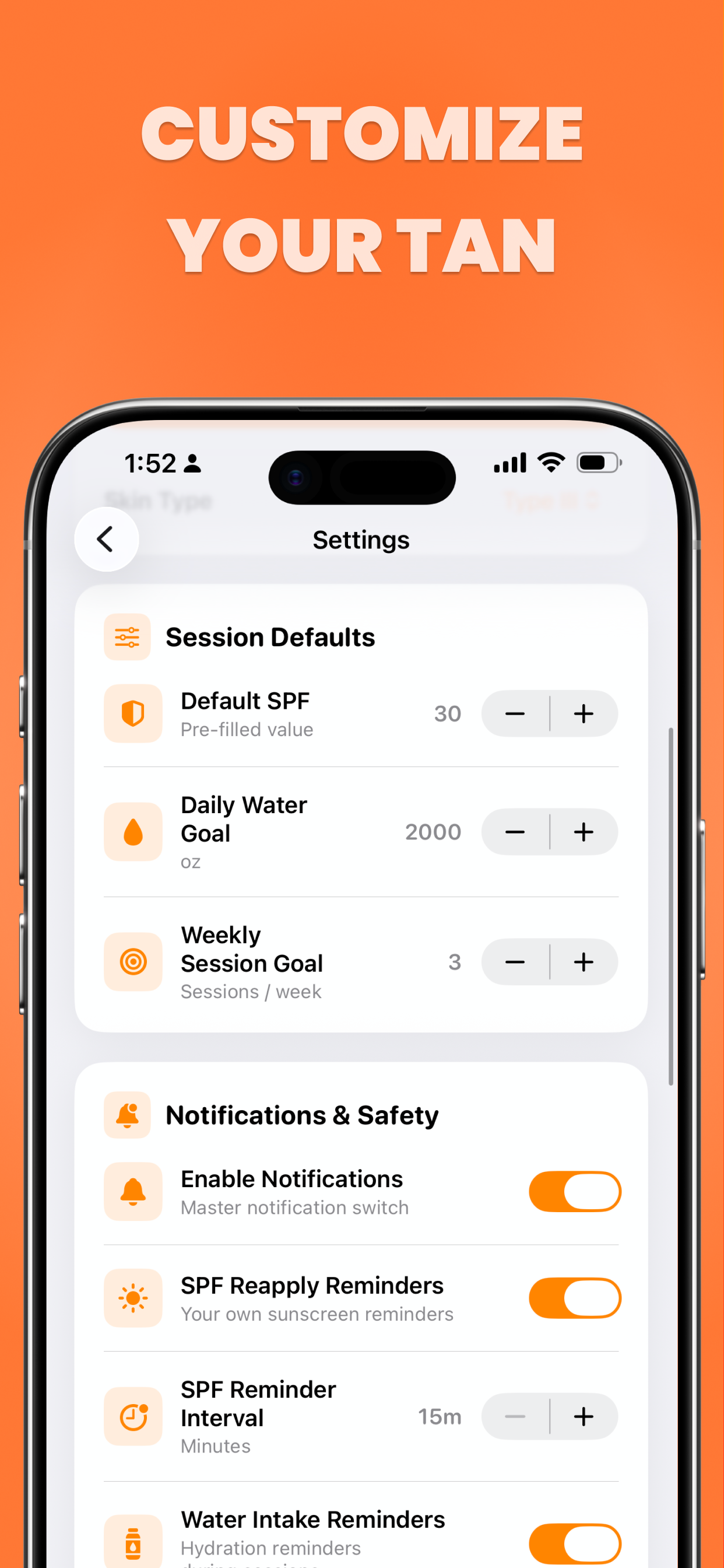 Tanly: SPF Tanning Tracker