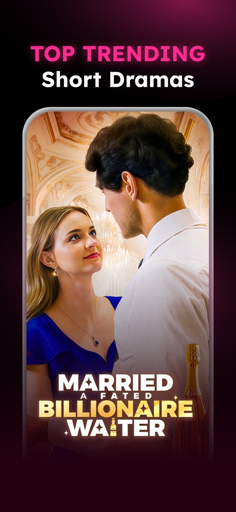 StardustTV - Short Drama&Movie - See how the app highlights popular short dramas like "Married a Fated Billionaire Waiter" and showcases captivating cover art for immediate engagement.