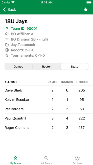 Baseball Ontario Pitch Count Screenshot