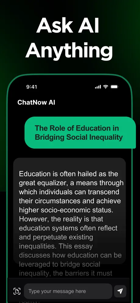 ChatNow AI ask anything screen