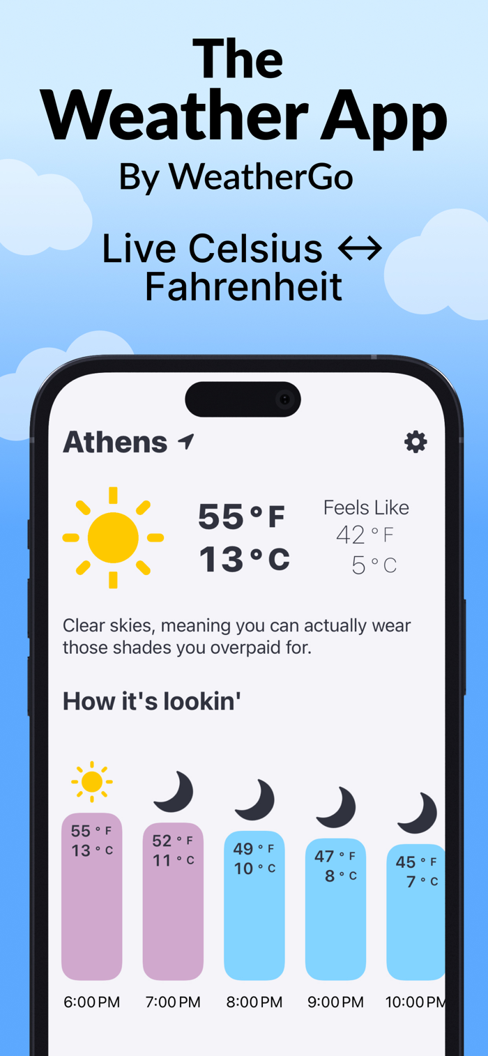 Weather GO - 摄氏度和华氏度的天气