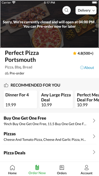 Perfect Pizza Portsmouth. Screenshot