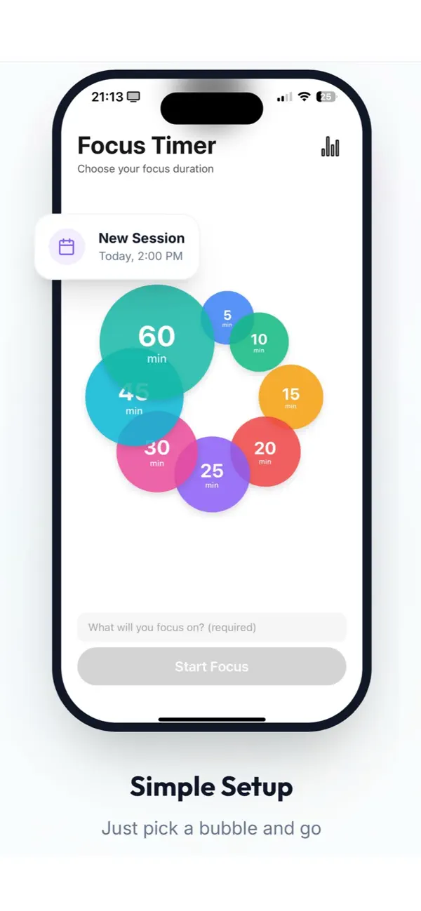 #3. Focus Bubble Timer (iOS) Podle: Ian Sutherland