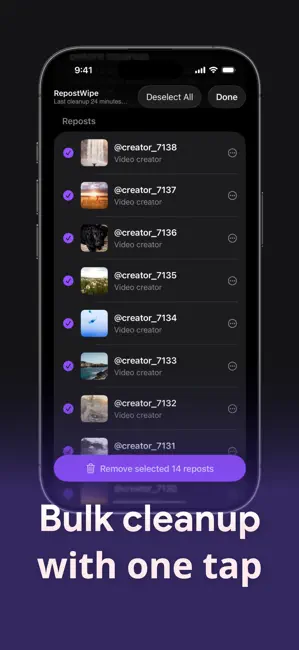 RepostWipe: Repost Remover iPhone screenshot 4