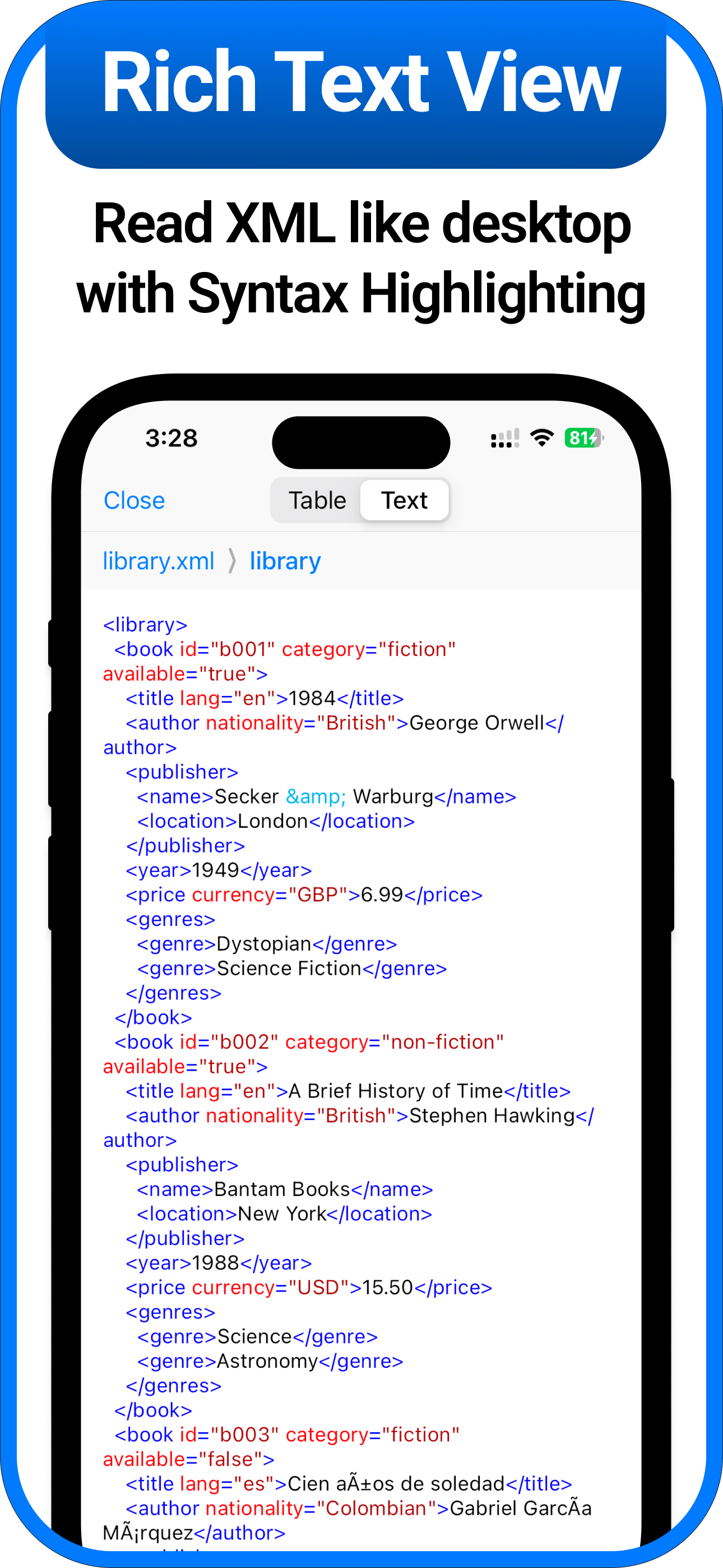 XML Viewer & XML Editor