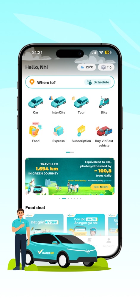 Xanh SM: Book EV rides - Service Hub Overview