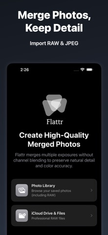 Flattr: Exposure Blend & Merge iPhone screenshot
