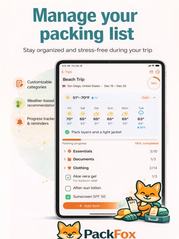 PackFox - Smart Packing Lists ipad screenshot 4