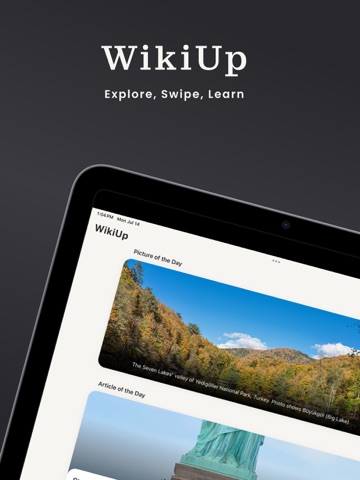 WikiUp: Explore, Swipe, Learn iPad screenshot