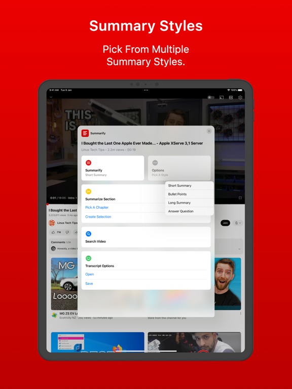 Summarify: AI For YouTube iPad screenshot 4 - Productivity app