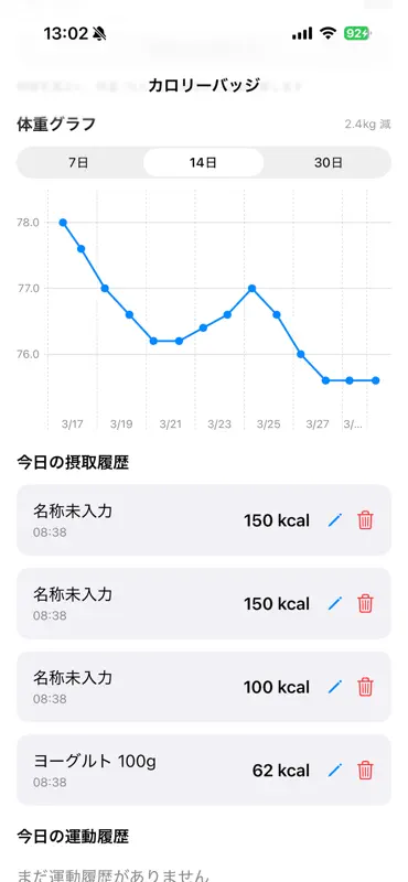 カロリーバッジ｜ダイエット・カロリー計算・食事記録 screenshot 5 of 5