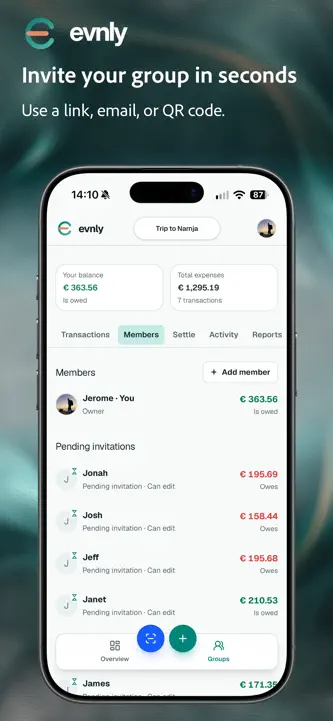 evnly: Group Expenses screenshot 2