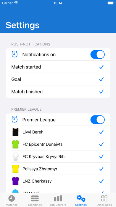 Ukrainian Premier League Live Screenshot