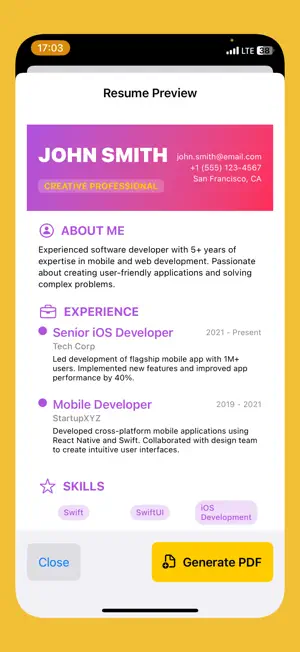 PDF resume builde,PDF Template screenshot 4