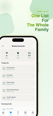 Grocery List & Meal Organizer iPhone screenshot