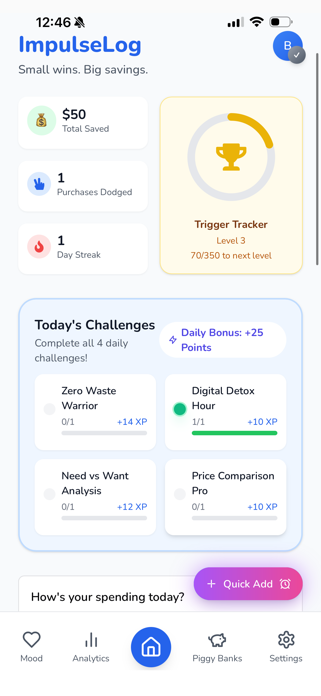 Impulse Log: ADHD Finances Screenshot 1 of 10