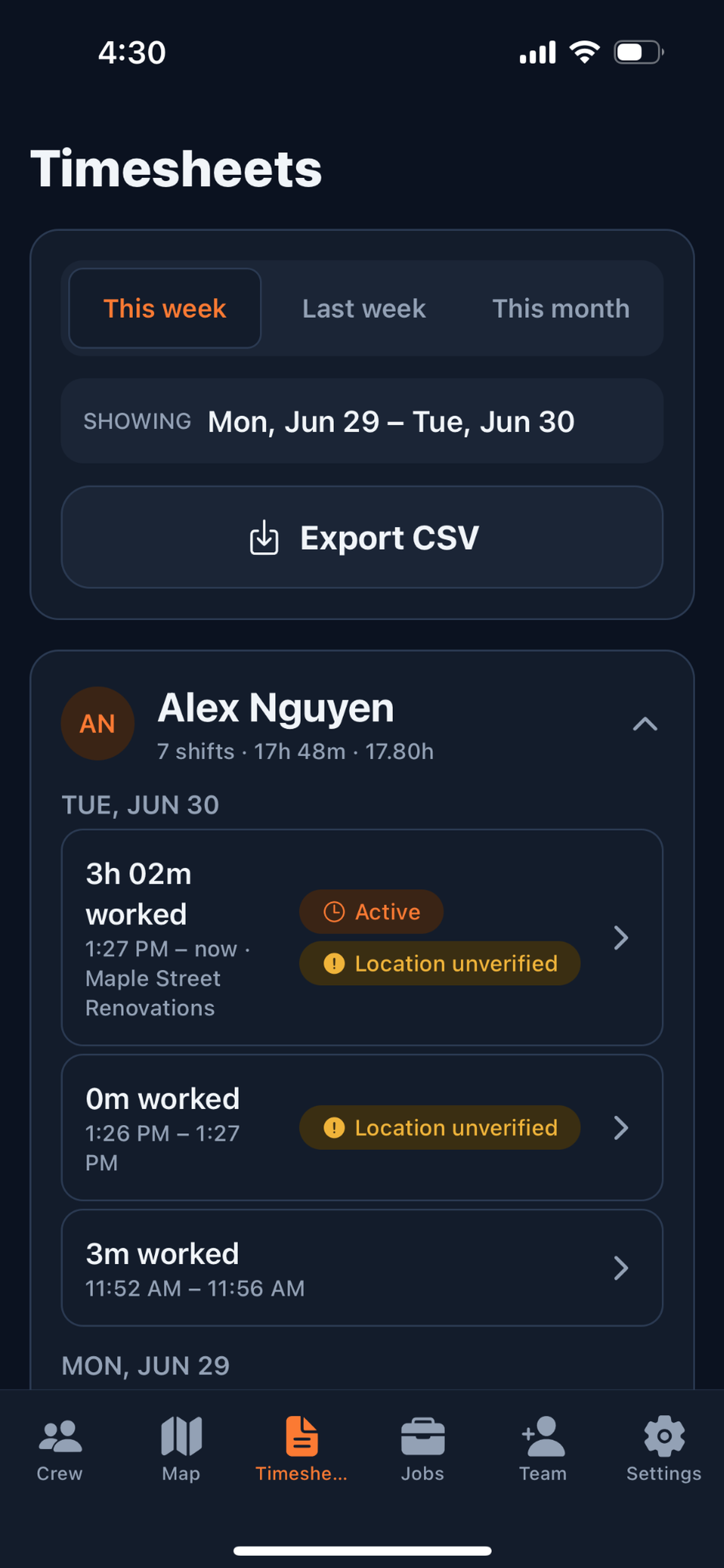 CrewTrack: Crew Time & GPS screenshot 5