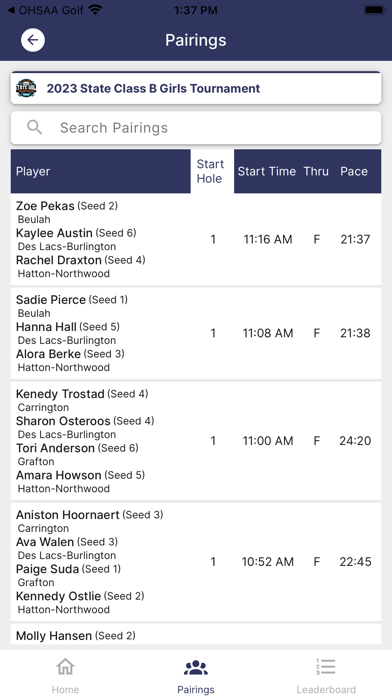 NDHSAA Golf Screenshot