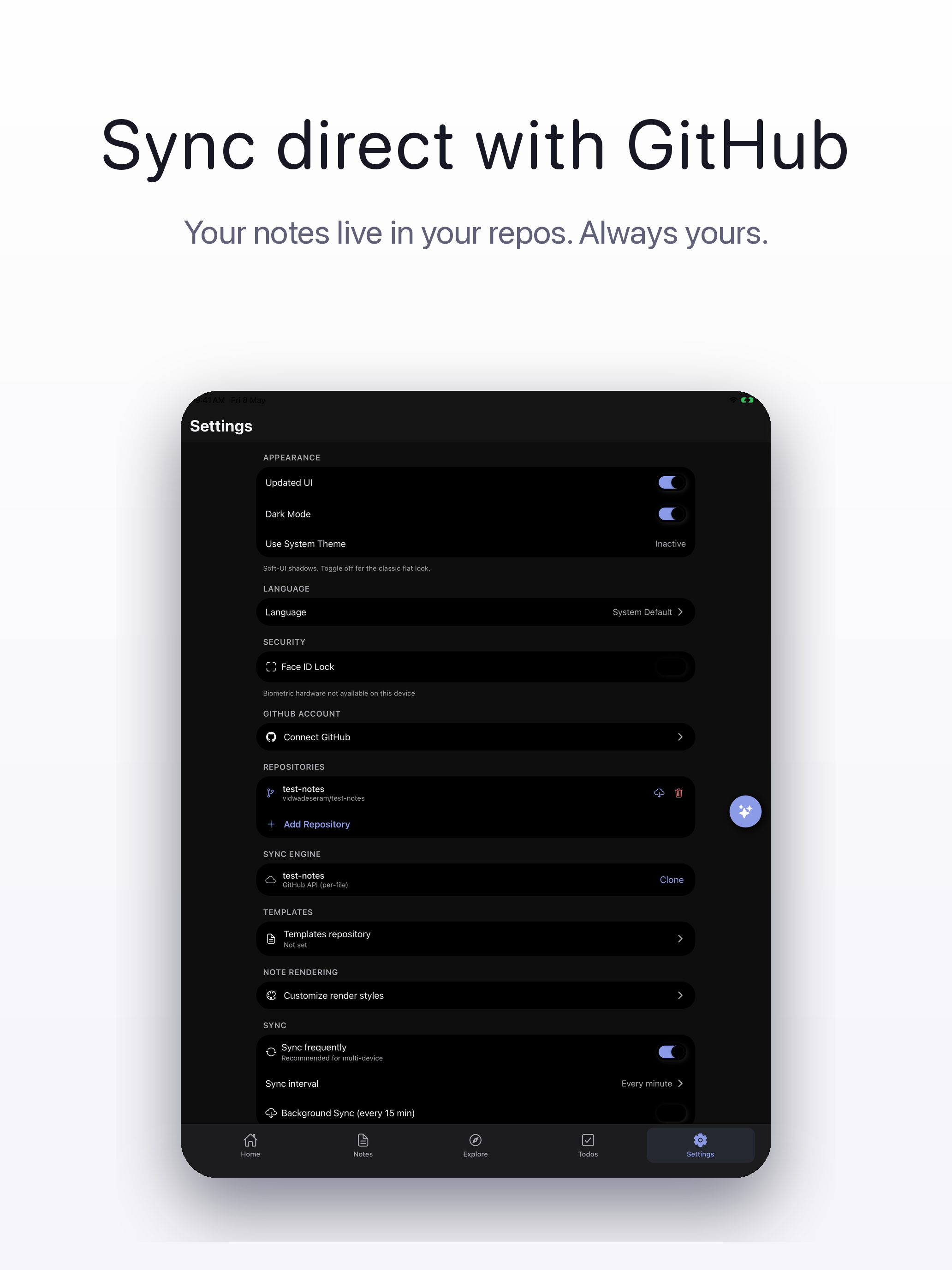 GitNotēs: Notes & Todos + Git