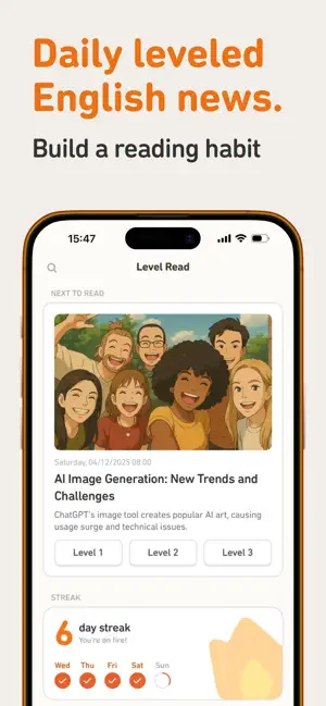 Level Read: Daily English News screenshot 1