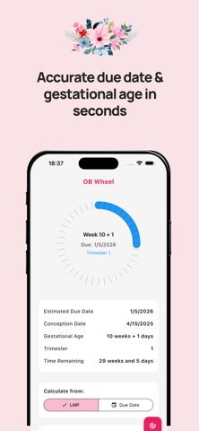 OB Wheel Pregnancy Calculator screenshot