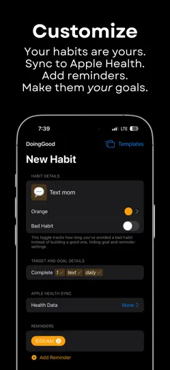 Capture d'écran de Habit Tracker: DoingGood sur iPhone 3
