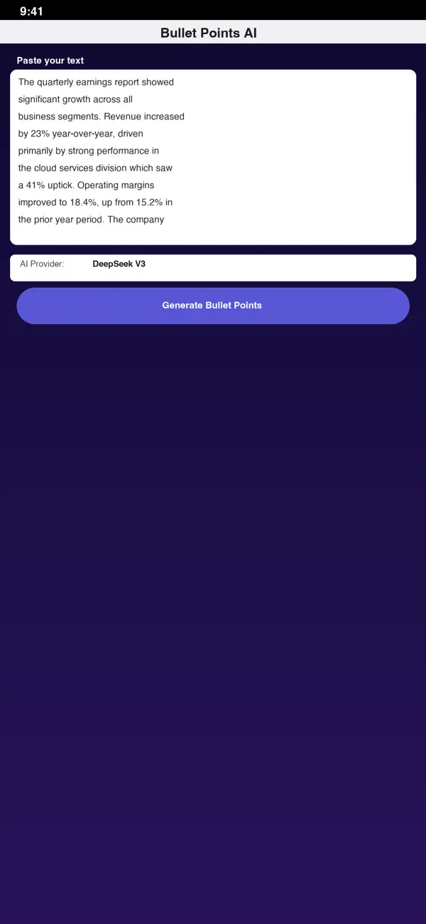 Screenshot #1 pour Bullet Points AI - Summary