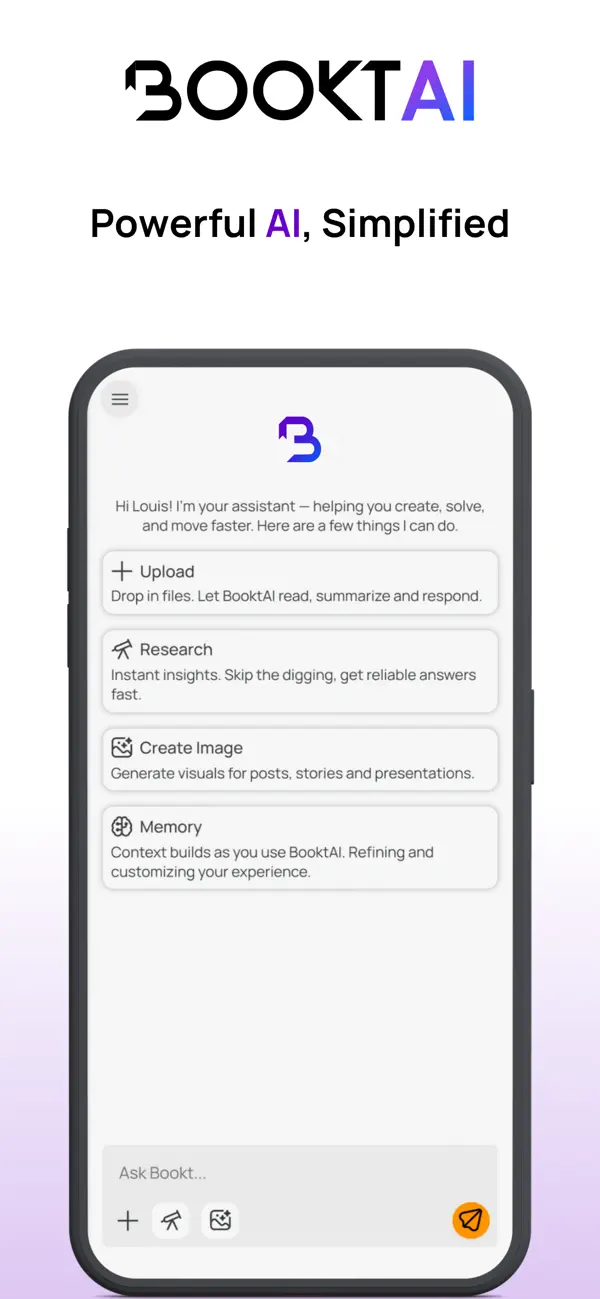 Screenshot #1 pour BooktAI: Powerful, Simple AI