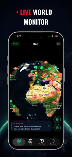 Live World Monitor: GlobeAlert iPhone screenshot 1
