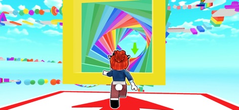 Prison Blox: Obby 3D Parkour - Marvel at the game's vibrant color palette and the visually captivating swirling tunnel effects that lead to new challenges.