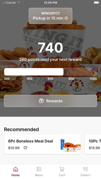 WINGSPOT US iPhone screenshot 1 - Food & Drink app