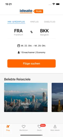 Screenshot von Idealo Flug Angebote auf dem iPhone 1