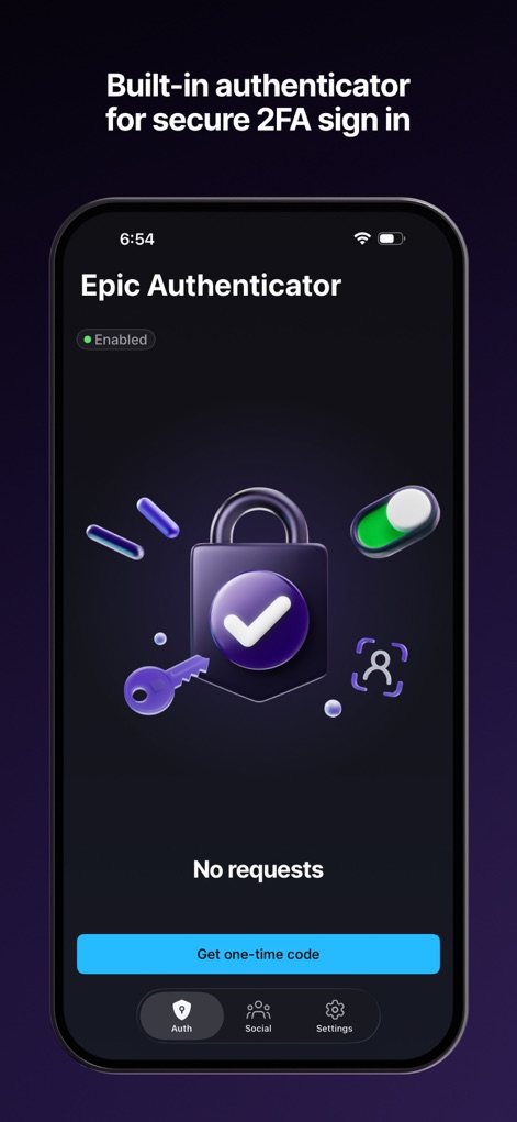 Epic Games - La sezione 'Epic Authenticator' rassicura gli utenti con l'indicatore di stato "Enabled", evidenziando l'icona del lucchetto che simboleggia la sicurezza avanzata per la protezione dell'account.