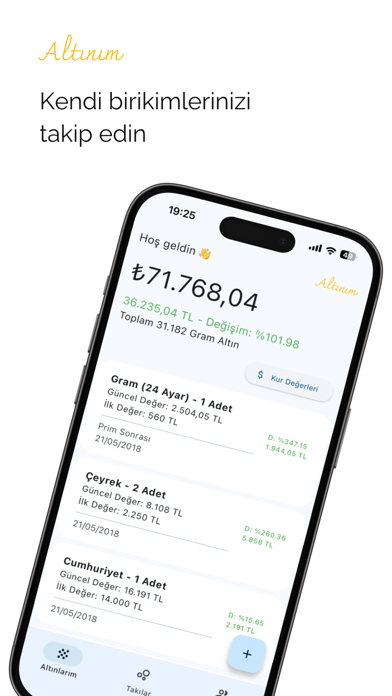 Altınım: Altın ve Takı Takibi Screenshot