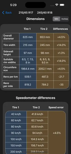 Tire Sizes screenshot 4