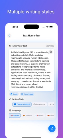 Humanize AI Text: AI Rewriter iPhone screenshot