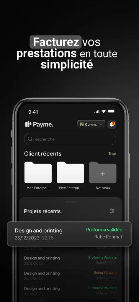 Payme - Facturation et Finance - Application Finance | MWM