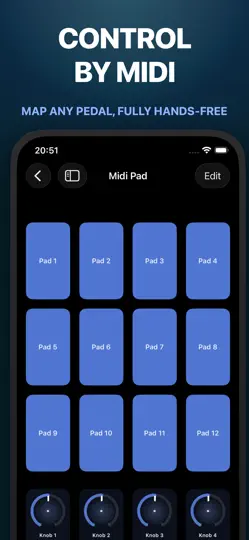Captura de pantalla de BoardForge: AUv3 Pedalboard en iPhone 5