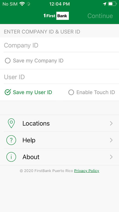 Business Digital Banking Screenshot