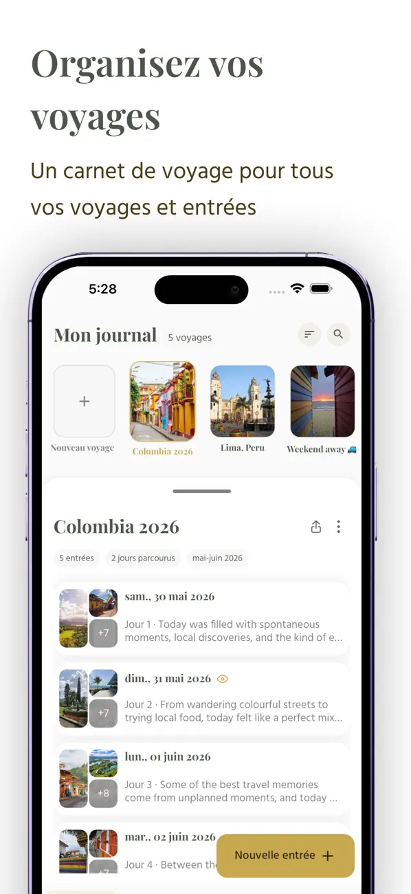 Screenshot #1 pour Journalfy: Carnet de Voyage