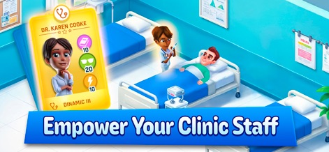 Dream Hospital: Medical Tycoon - This tool highlights individual staff cards with unique abilities and the patient care interactions that drive clinic success.