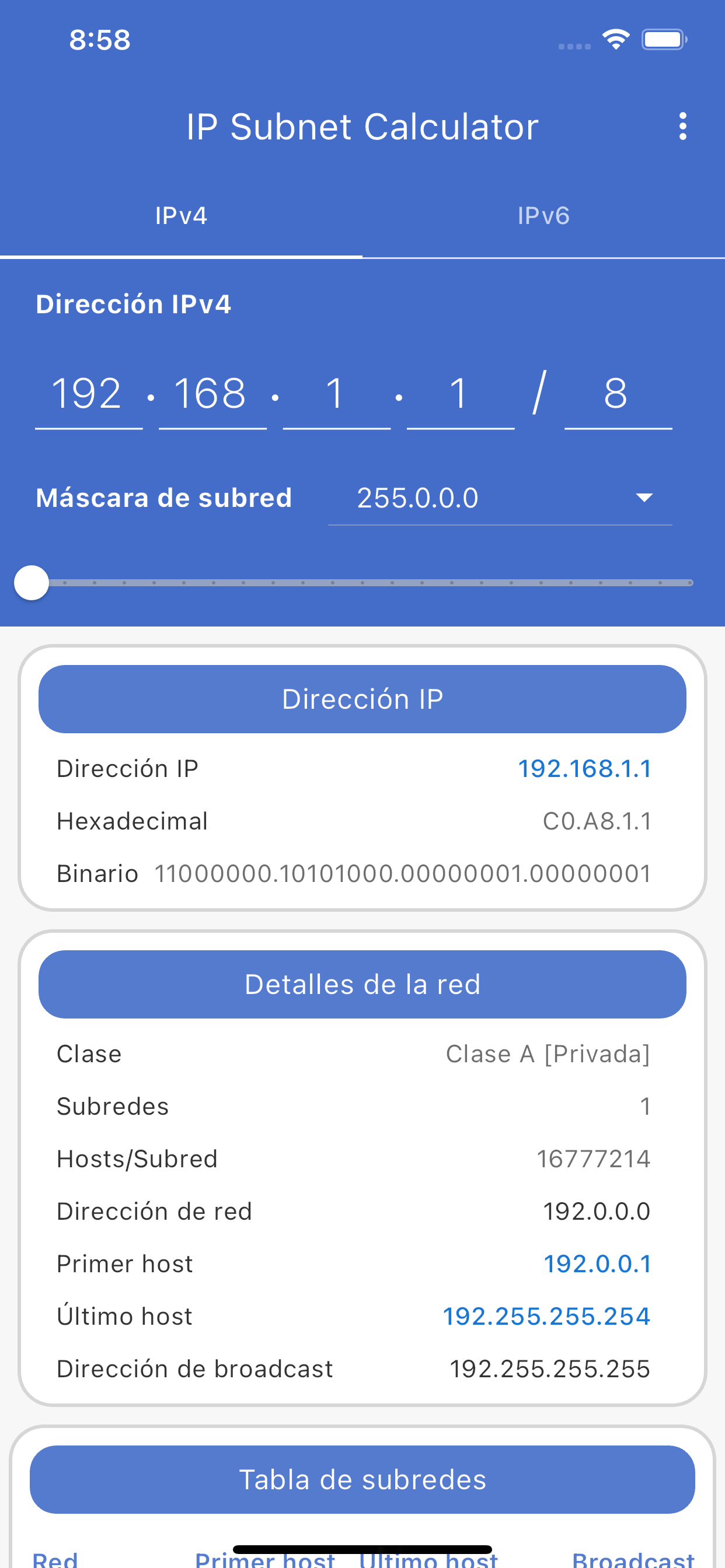Calculadora IP - IPv4/v6