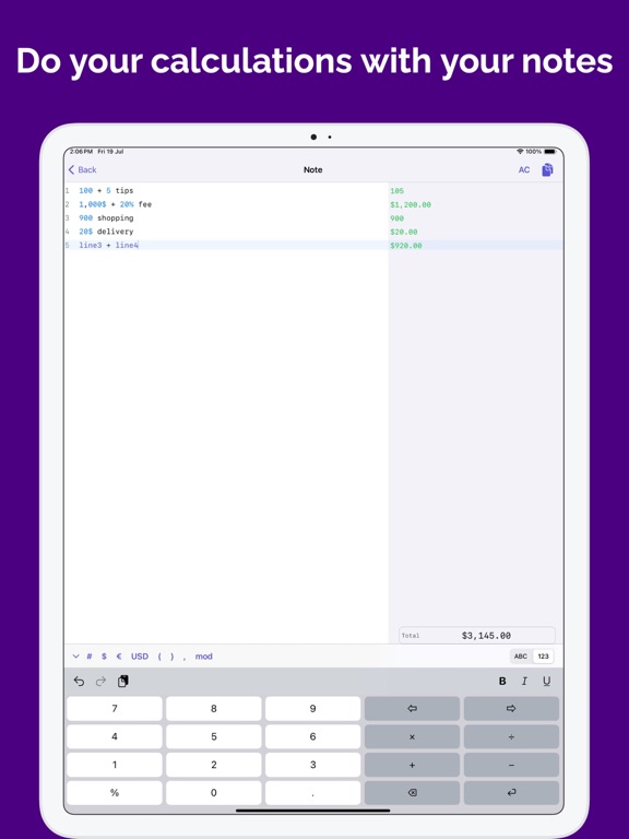 Screenshot #4 pour CalcMate - notes calculator