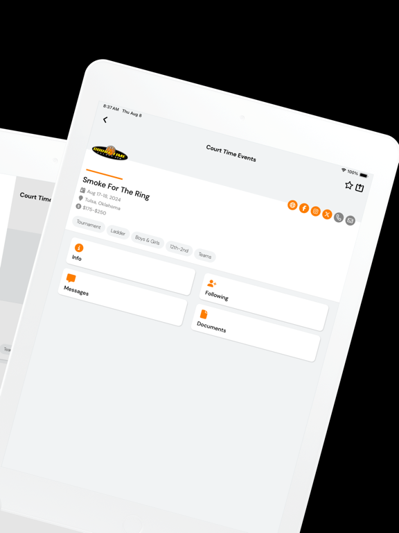Court Time Events iPad screenshot 2 - Sports app