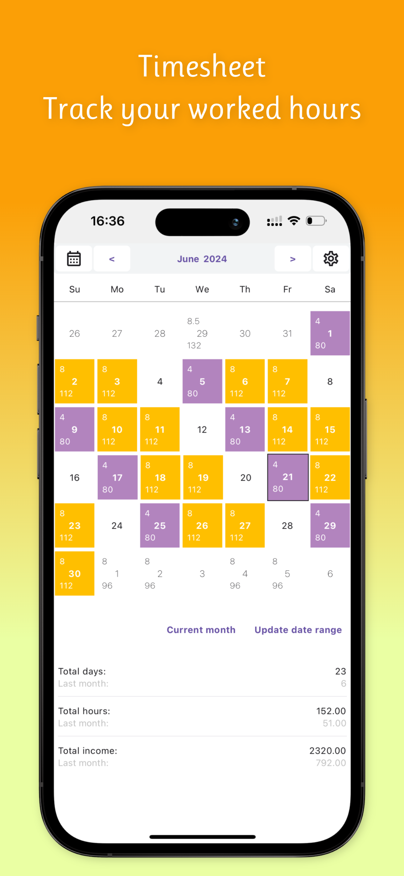 Work hours tracker - Timesheet